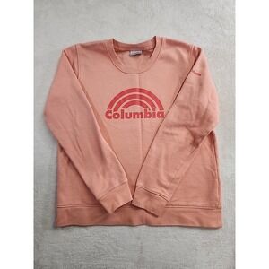Coral Columbia Pullover Sweatshirt  Size Large Rainbow Print